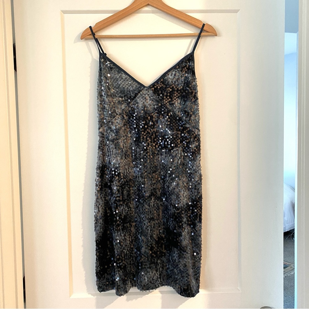 ZARA Blue Velvet Sequin Mini Dress M